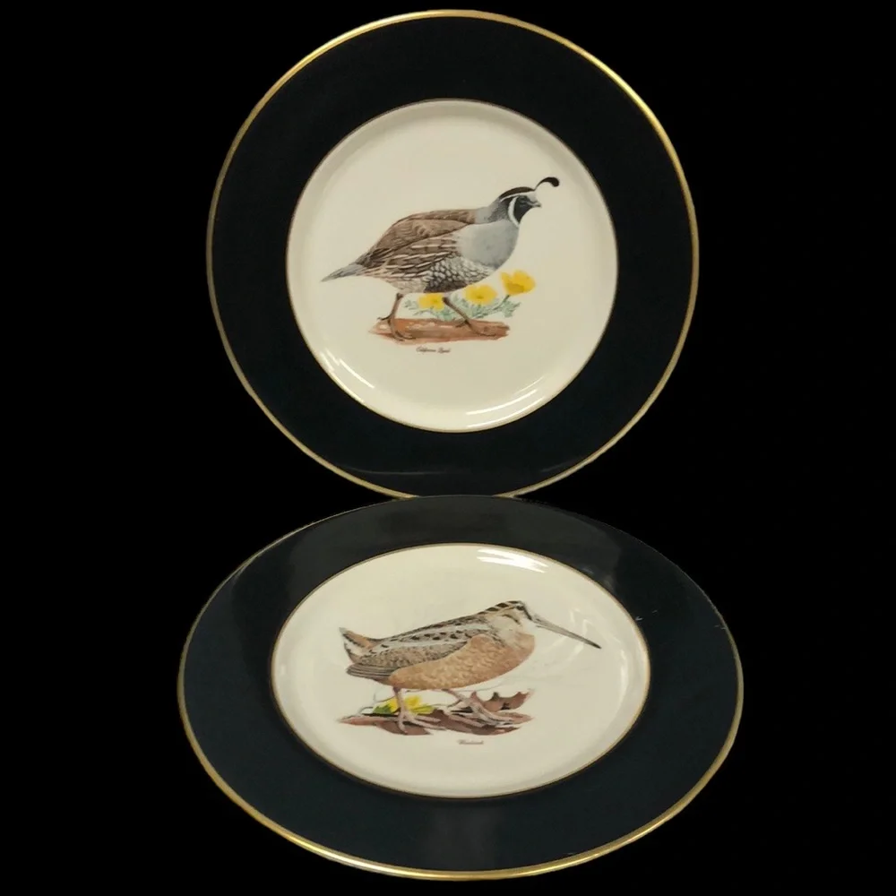 Interface American Manor China California Quail & Woodcock 11” plates‎ made USA